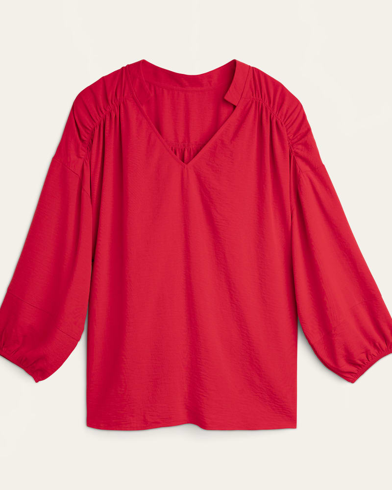 Front of plus size Simone Ruched-Sleeve Blouse by Socialite | Dia&Co | dia_product_style_image_id:166663